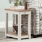 Alaterre Furniture Savannah Chairside End Table with Pull-out Shelf, Ivory with Natural Wood Top ASVA13IVW - alternate 5